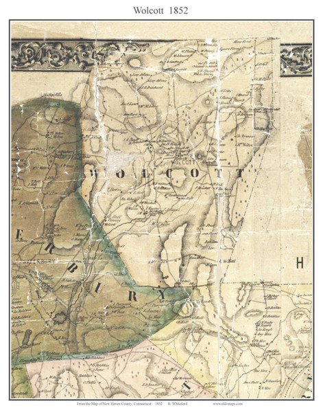 Wolcott, Connecticut 1852 - Old Map Custom Print - New Haven Co.