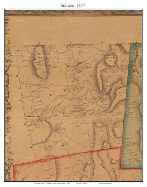Somers Connecticut 1857 - Old Town Map Custom Print - Tolland Co.