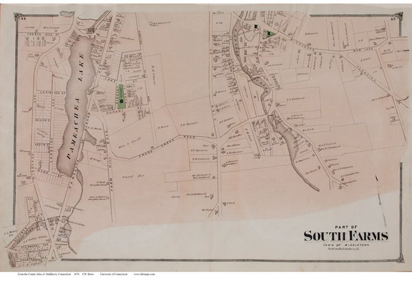 South Farms Village - Southern Part, Connecticut 1874 Old Town Map Reprint - Middlesex Co.