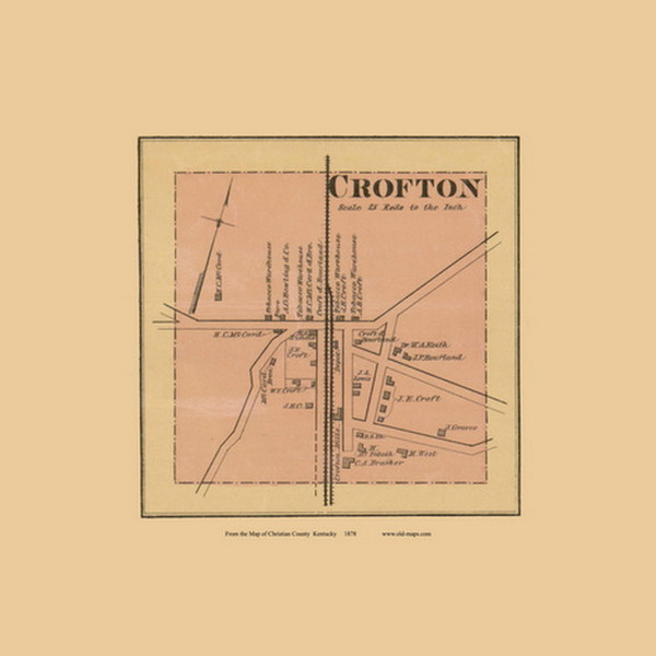 Crofton Village, Skates Mill, Kentucky 1878 Old Town Map Custom Print - Christian Co.
