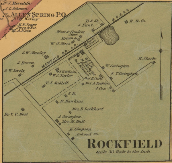 Rockfield Village, Kentucky 1877 Old Town Map Custom Print - Warren Co.