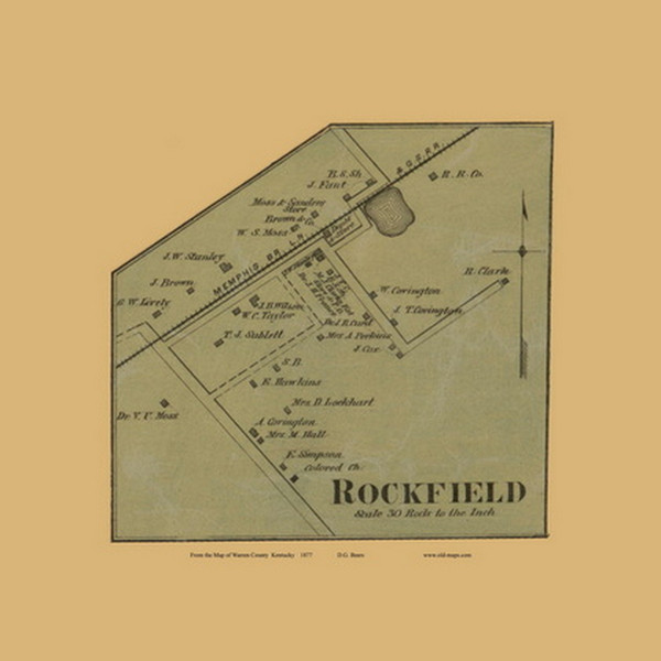 Rockfield Village, Kentucky 1877 Old Town Map Custom Print - Warren Co.