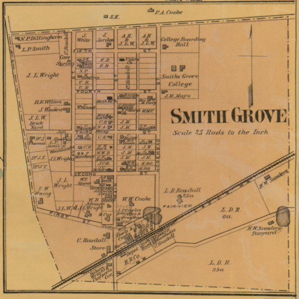 Smith Grove Village, Kentucky 1877 Old Town Map Custom Print - Warren Co.