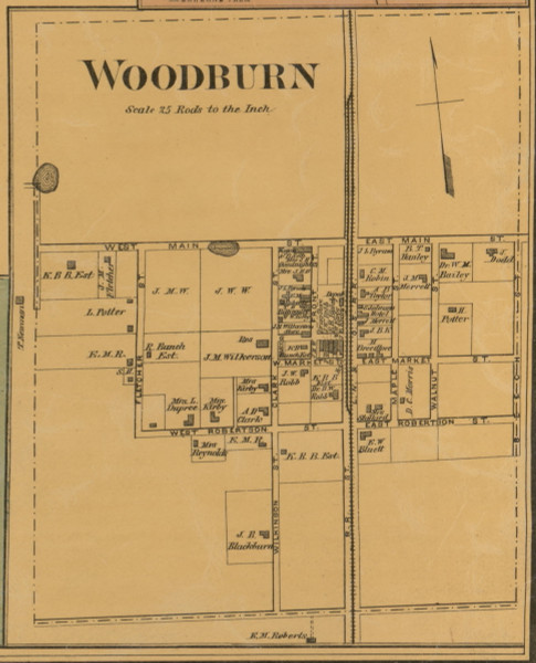 Woodburn Village, Kentucky 1877 Old Town Map Custom Print - Warren Co.
