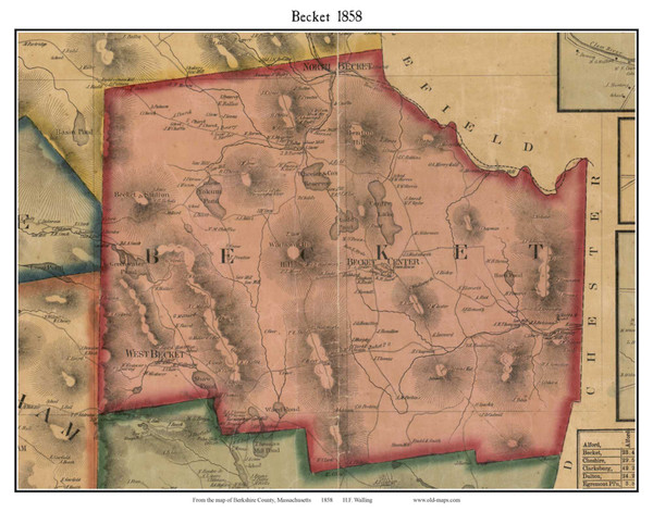 Becket Massachusetts 1858 Old Town Map Custom Print - Berkshire Co.