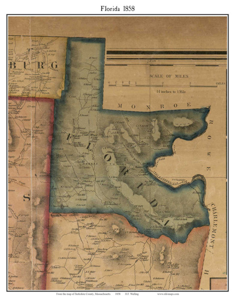 Florida Massachusetts 1858 Old Town Map Custom Print - Berkshire Co. Florida Massachusetts 1858 Old Town Map Custom Print - Berkshire Co.