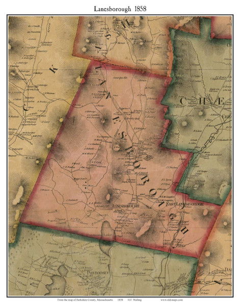 Lanesborough Massachusetts 1858 Old Town Map Custom Print - Berkshire Co.