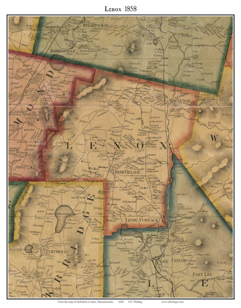 Lenox Massachusetts 1858 Old Town Map Custom Print - Berkshire Co.
