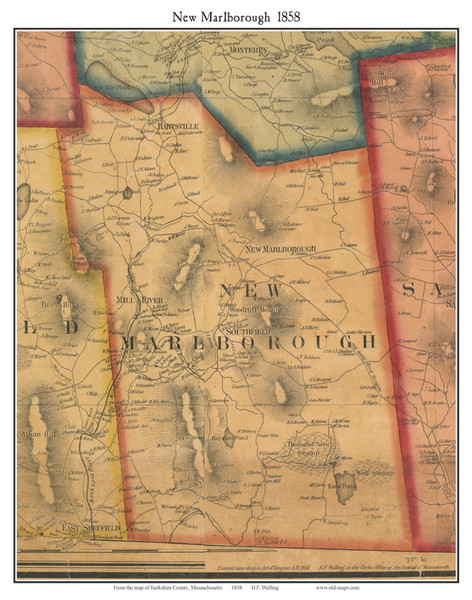 New Marlborough, Massachusetts 1858 Old Town Map Custom Print - Berkshire Co.