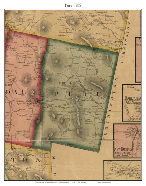Peru Massachusetts 1858 Old Town Map Custom Print - Berkshire Co.