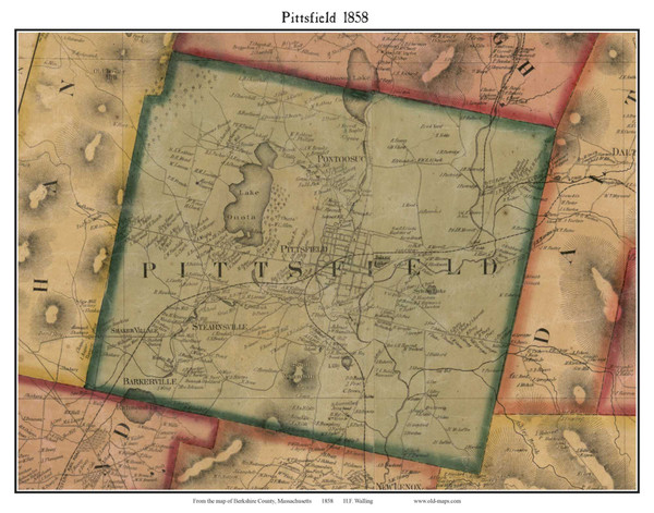 Pittsfield Massachusetts 1858 Old Town Map Custom Print - Berkshire Co.