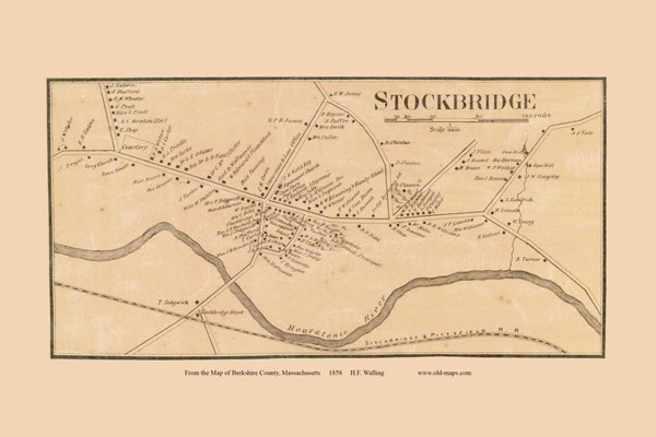 Stockbridge Village - Stockbridge Massachusetts 1858 Old Town Map Custom Print - Berkshire Co. Stockbridge Village - Stockbridge Massachusetts 1858 Old Town Map Custom Print - Berkshire Co.