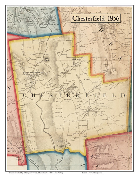 Chesterfield, Massachusetts 1856 Old Town Map Custom Print - Hampshire Co.