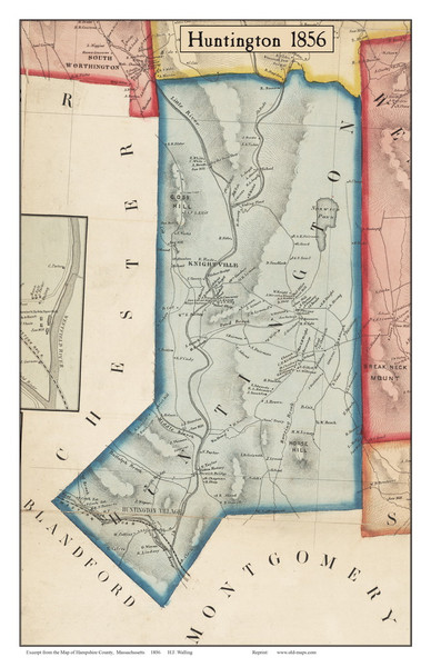 Huntington, Massachusetts 1856 Old Town Map Custom Print - Hampshire Co.