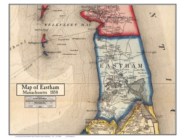 Eastham Poster Map, 1858 Barnstable Co. MA Eastham Poster Map, 1858 Barnstable Co. MA
