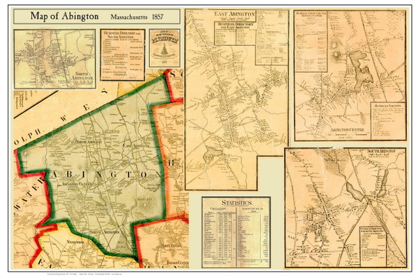 Abington Poster Map, 1857 Plymouth Co. MA