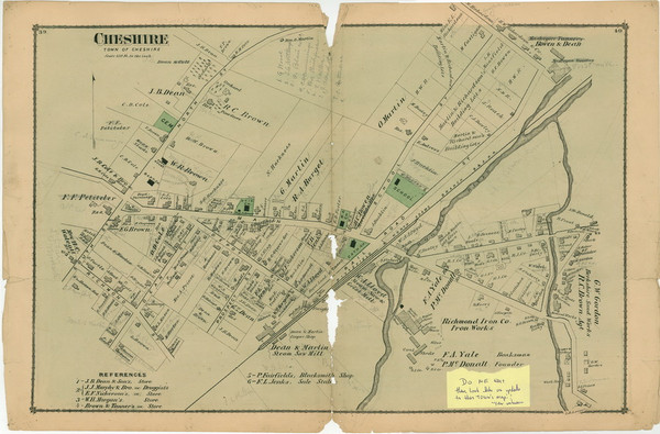 Cheshire Village, Massachusetts 1876 Old Town Map Reprint - Berkshire Co.
