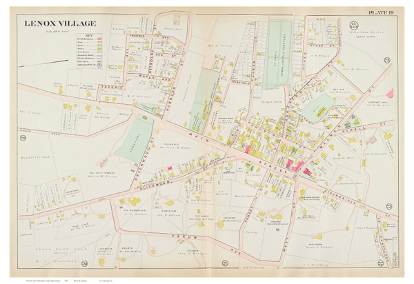 Lenox Village, Massachusetts 1904 Old Town Map Reprint - Berkshire Co. Lenox Village, Massachusetts 1904 Old Town Map Reprint - Berkshire Co.