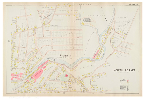 North Adams Ward 4, Massachusetts 1904 Old Town Map Reprint - Berkshire Co.