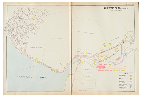 Pittsfield Pontoosuc, Massachusetts 1904 Old Town Map Reprint - Berkshire Co.