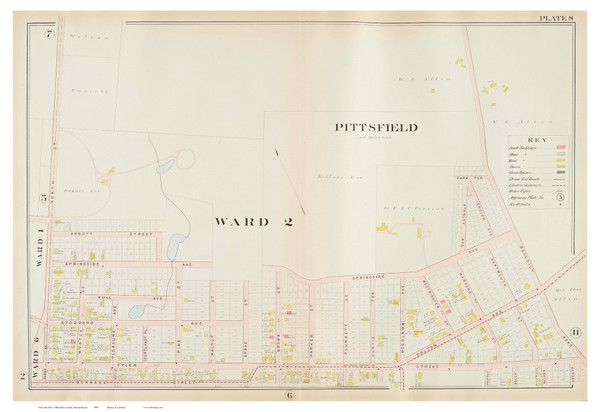 Pittsfield Ward 2, Massachusetts 1904 Old Town Map Reprint - Berkshire Co.