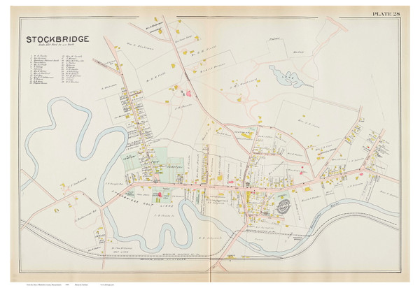 Stockbridge Village, Massachusetts 1904 Old Town Map Reprint - Berkshire Co.