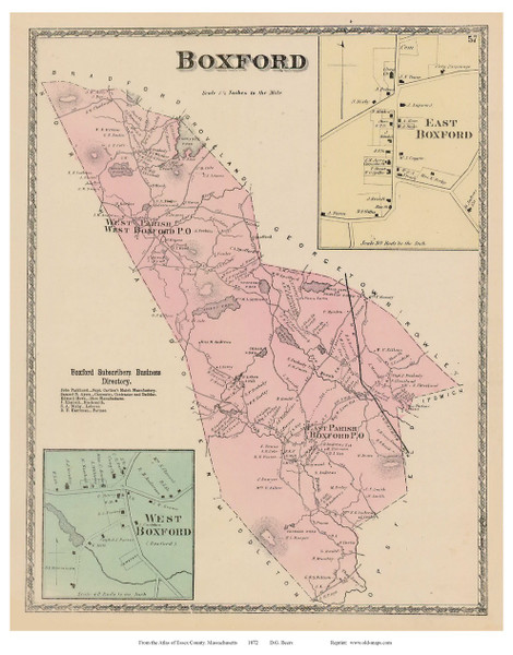 Boxford, East Boxford, West Boxford, Massachusetts 1872 Old Town Map Reprint - Essex Co. Boxford, East Boxford, West Boxford, Massachusetts 1872 Old Town Map Reprint - Essex Co.