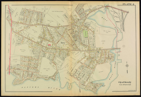 Beverly - parts of Wards 1 and 3 - 1919 Old Street Map Reprint - Essex Co. Massachusetts Atlas 4 Beverly - parts of Wards 1 and 3 - 1919 Old Street Map Reprint - Essex Co. Massachusetts Atlas 4