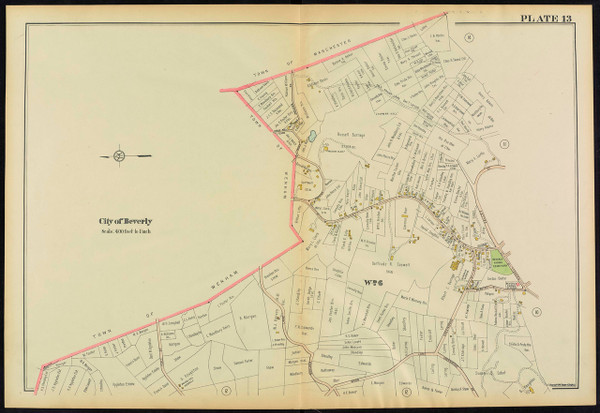 Beverly - part of Ward 6 - 1919 Old Street Map Reprint - Essex Co. Massachusetts Atlas 13