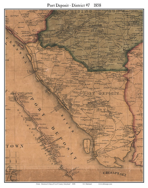 7th District - Port Deposit, Maryland 1858 Old Town Map Custom Print - Cecil Co.
