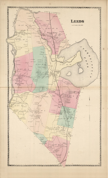 Leeds, Maine 1873 Old Town Map Print - Androscoggin Co.