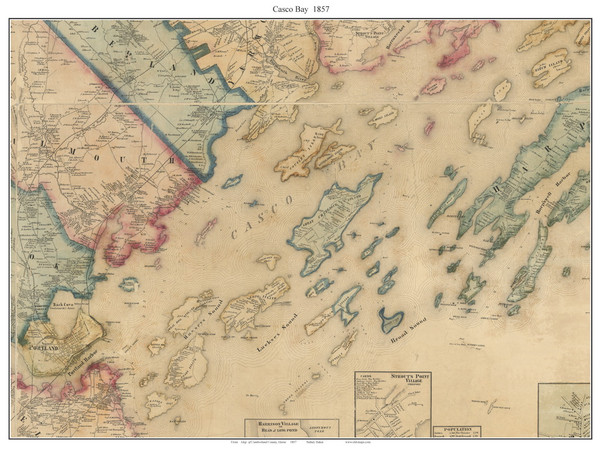 Casco Bay, Maine 1857 Old Town Map Custom Print - Cumberland Co.