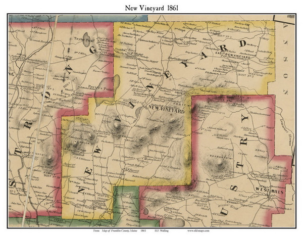 New Vineyard, Maine 1861 Old Town Map Custom Print - Franklin Co.