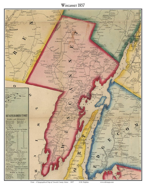 Wicasset, Maine 1857 Old Town Map Custom Print - Lincoln Co.