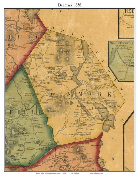 Denmark, Maine 1858 Old Town Map Custom Print - Oxford Co.