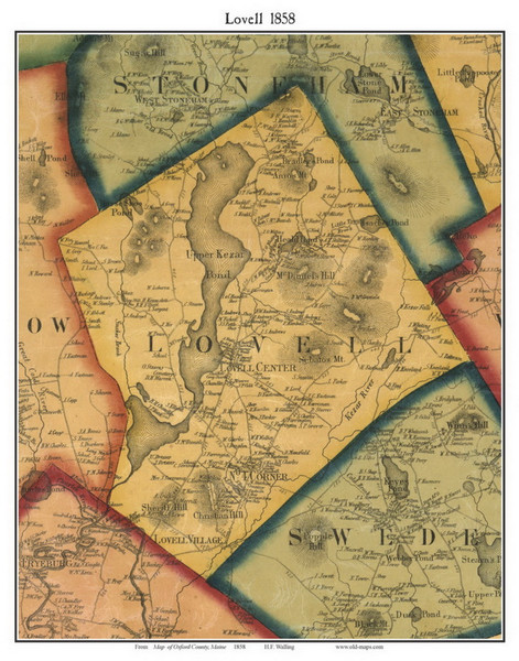 Lovell, Maine 1858 Old Town Map Custom Print - Oxford Co.
