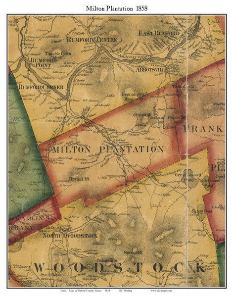Milton Plantation, Maine 1858 Old Town Map Custom Print - Oxford Co.