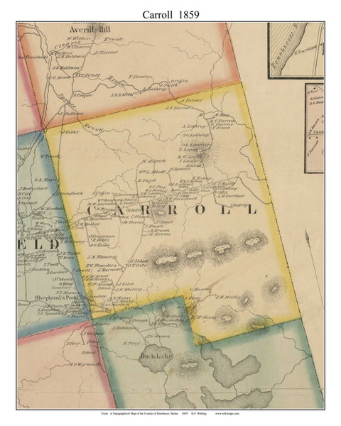 Carroll Maine 1859 - Old Town Map Custom Print - Penobscot Co.