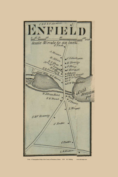 Enfield Village - Enfield Maine 1859 - Old Town Map Custom Print - Penobscot Co. Enfield Village - Enfield Maine 1859 - Old Town Map Custom Print - Penobscot Co.