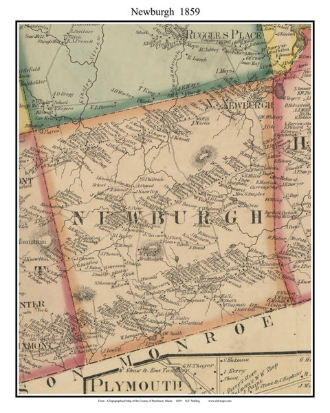 Newburgh Maine 1859 - Old Town Map Custom Print - Penobscot Co.