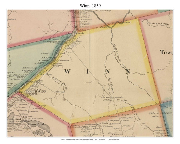 Winn Maine 1859 - Old Town Map Custom Print - Penobscot Co.