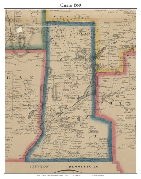 Canaan, Maine 1860 Old Town Map Custom Print - Somerset Co.