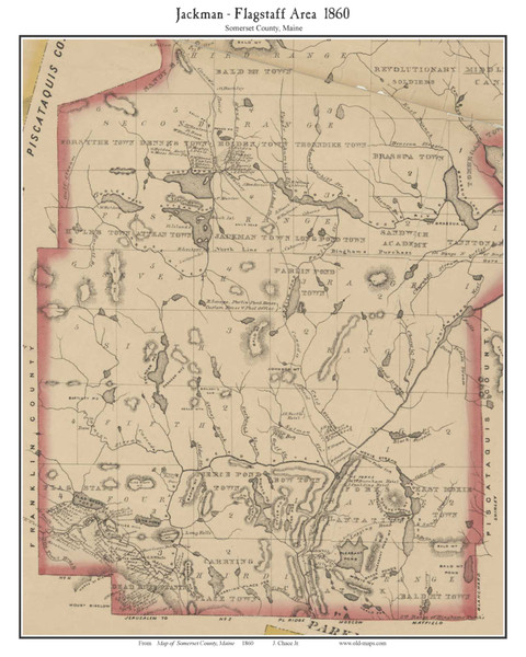 Jackman - Flagstaff Area, Maine 1860 Old Town Map Custom Print - Somerset Co.
