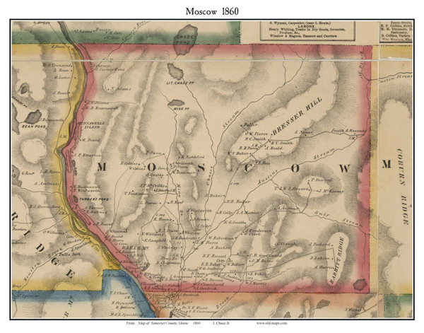 Moscow, Maine 1860 Old Town Map Custom Print - Somerset Co.