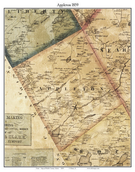 Appleton, Maine 1859 Old Town Map Custom Print - Waldo Co.