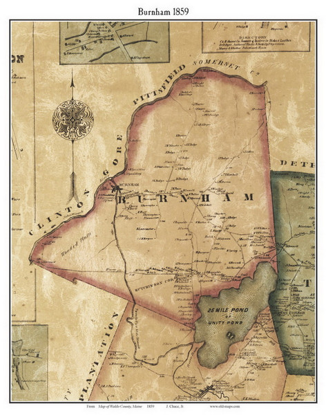 Burnham, Maine 1859 Old Town Map Custom Print - Waldo Co.