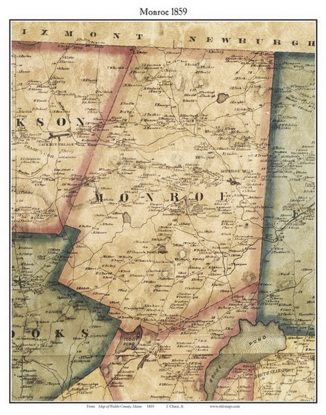 Monroe, Maine 1859 Old Town Map Custom Print - Waldo Co.