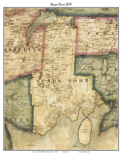Sears Port, Maine 1859 Old Town Map Custom Print - Waldo Co.