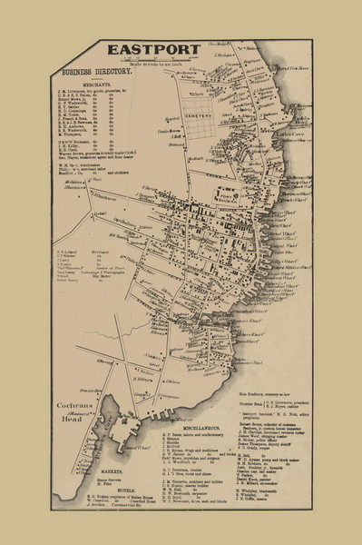 Eastport Village, Maine 1861 Old Town Map Custom Print - Washington Co.