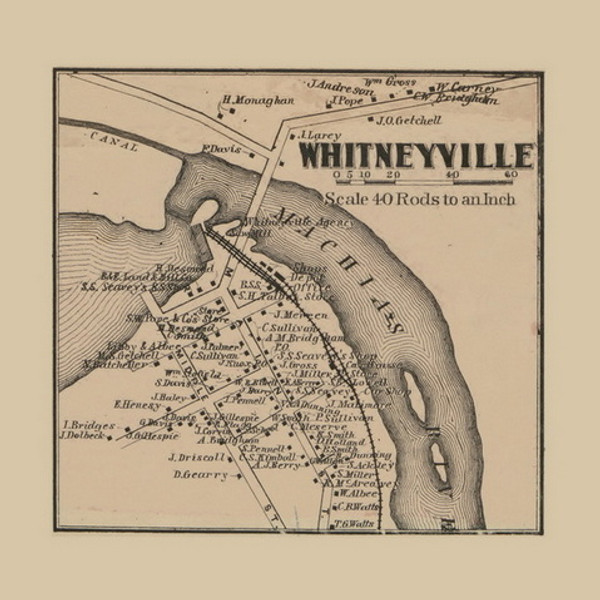Whitneyville Village, Maine 1861 Old Town Map Custom Print - Washington Co.